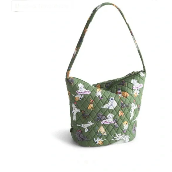 NWT Vera Bradley Slouchy Bucket Shoulder Bag.  Cotton.  Dog Park print. - Picture 2 of 12